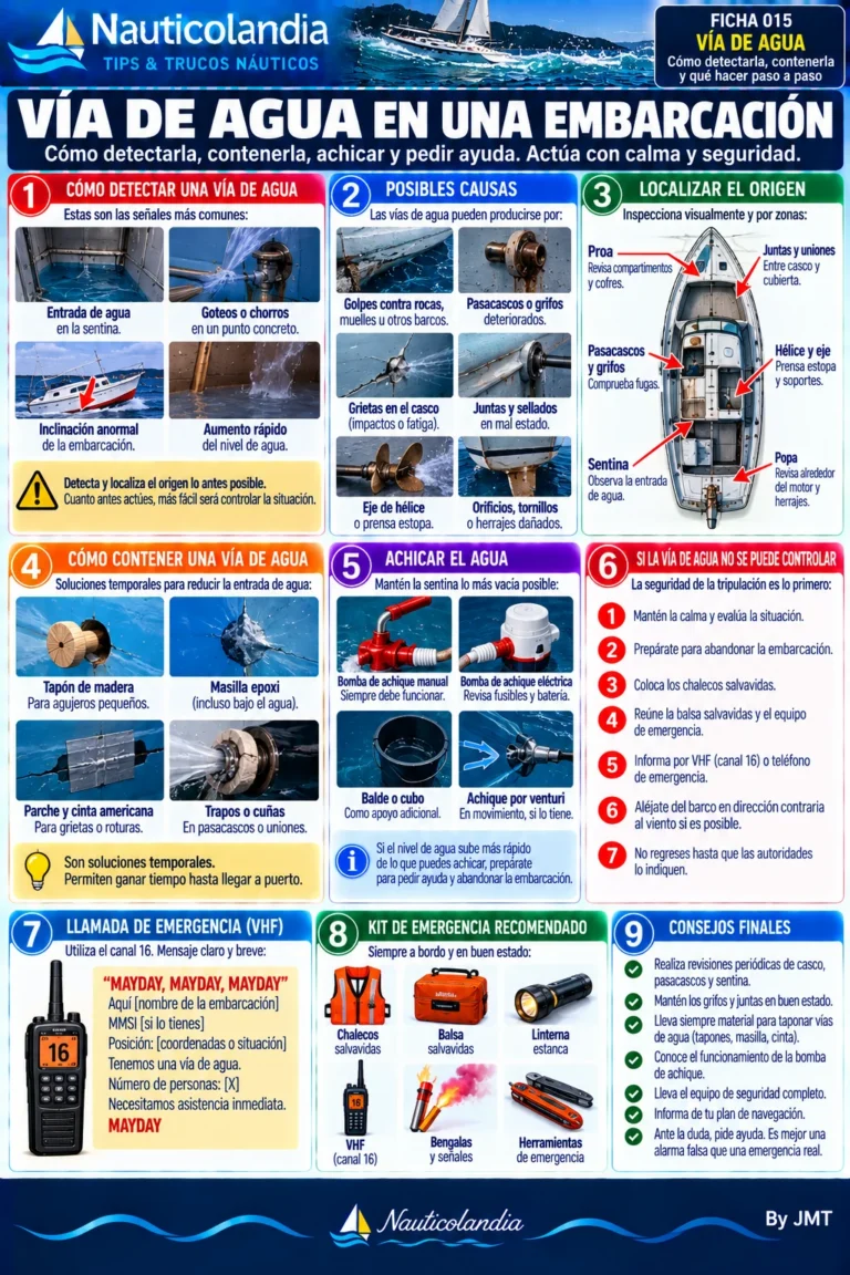 Lámina Nauticolandia: vía de agua, detección, localización, contención y achique